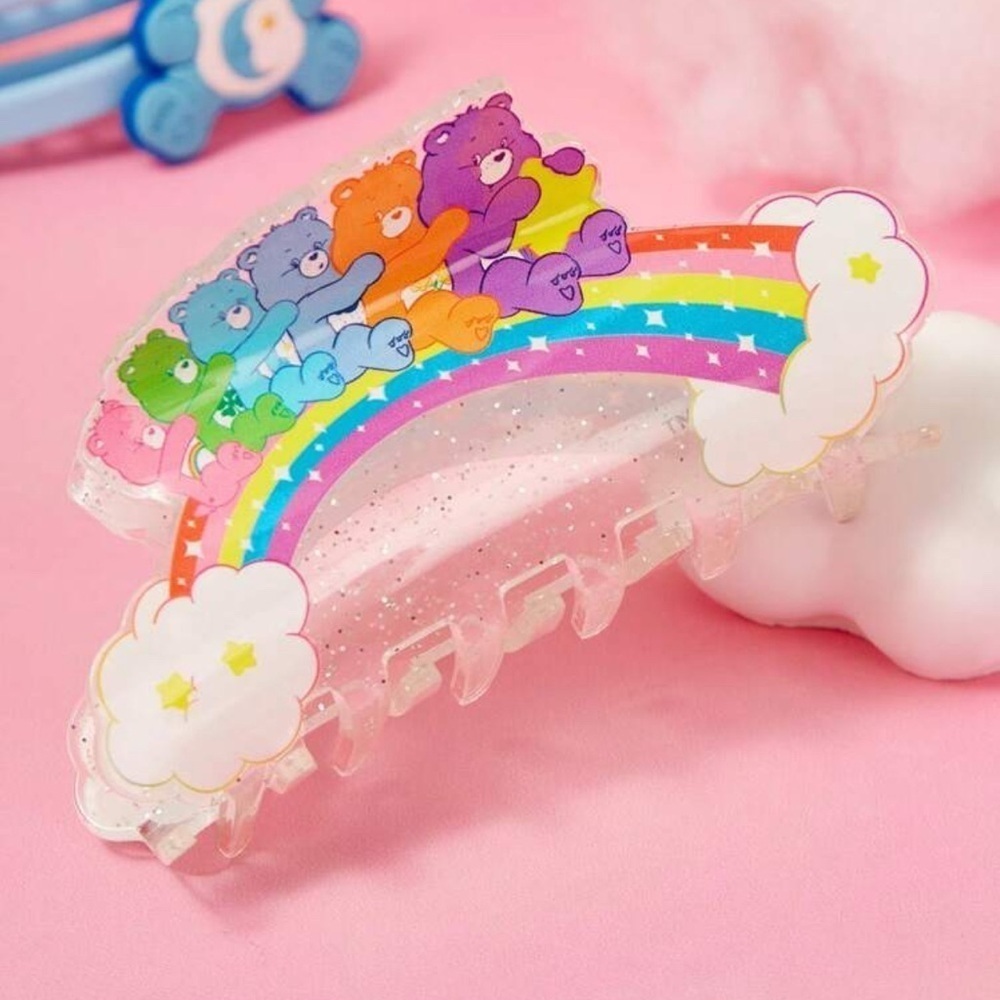 3 For $35 Care Bears Riding On Rainbow Hair Claw Acrylic Hair Clip Accessories